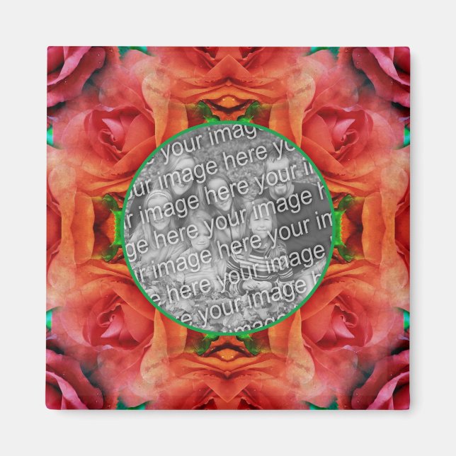 Aimant Red Rose Floral Nature Frame Ajouter Votre Photo (Devant)
