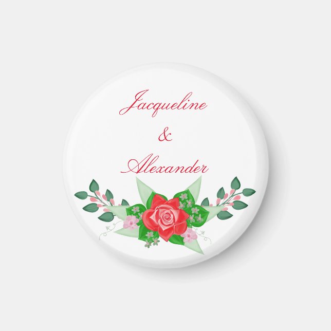 Aimant Red Rose Simple Mariage Theme Party Favoriser l'ai (Devant)