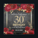 Aimant Red Roses 30th Birthday Save the Date<br><div class="desc">Save the Date Red roses and gold birthday party magnets. Elegant Floral birthday celebration. Easy to personalize with template. Great party reminder and friends / family keepsake. Any year,  birth year can be easily changed.</div>