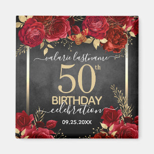 Aimant Red Roses 50e anniversaire Enregistrer la date
