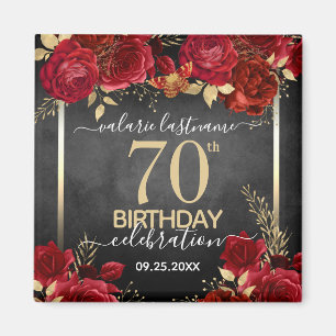 Aimant Red Roses 70e anniversaire Enregistrer la date