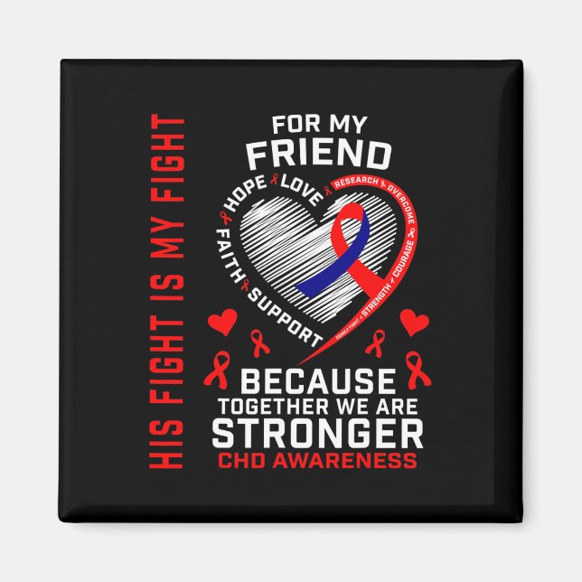 Aimant Red Son combat est mon ami de combat Chd Awareness (Devant)
