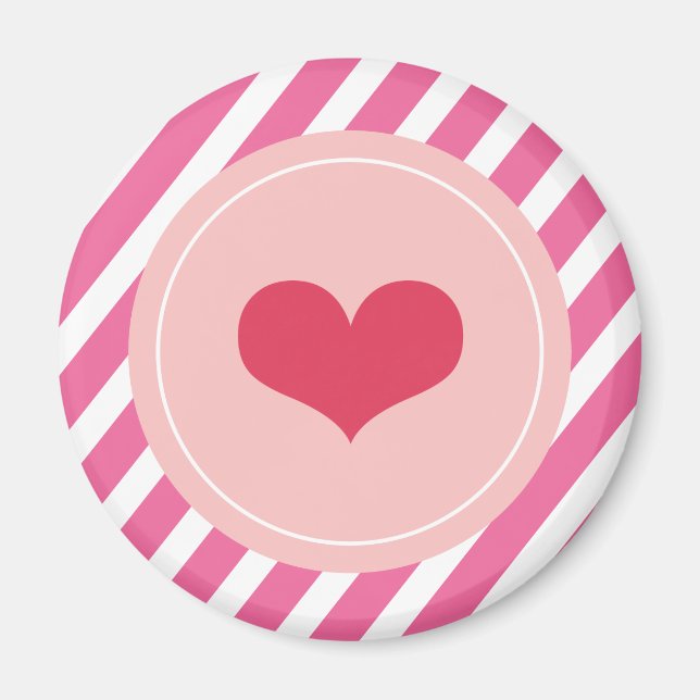 Aimant Red Sweet Heart Love Pink Stripes Saint-Valentin (Devant)