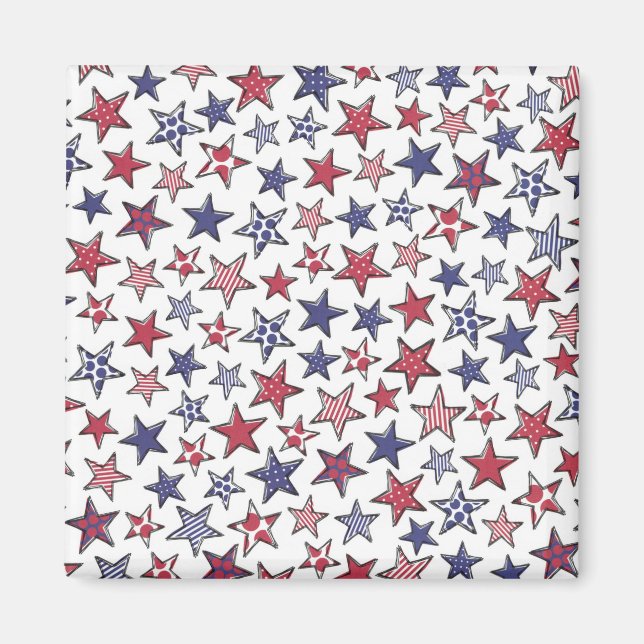 Aimant Red White and Blue Stars America Patriotic  (Devant)