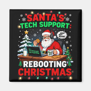 Aimant Redémarrage Drôle de Santa's Tech Support Noël Com