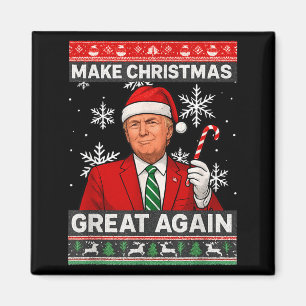 Aimant Refaire Noël en grand avec Trump et les flocons de