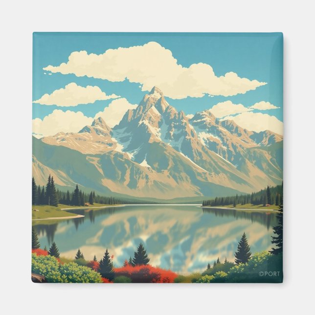Aimant Reflet du lac Jenny Grand Teton Esthétique (Devant)
