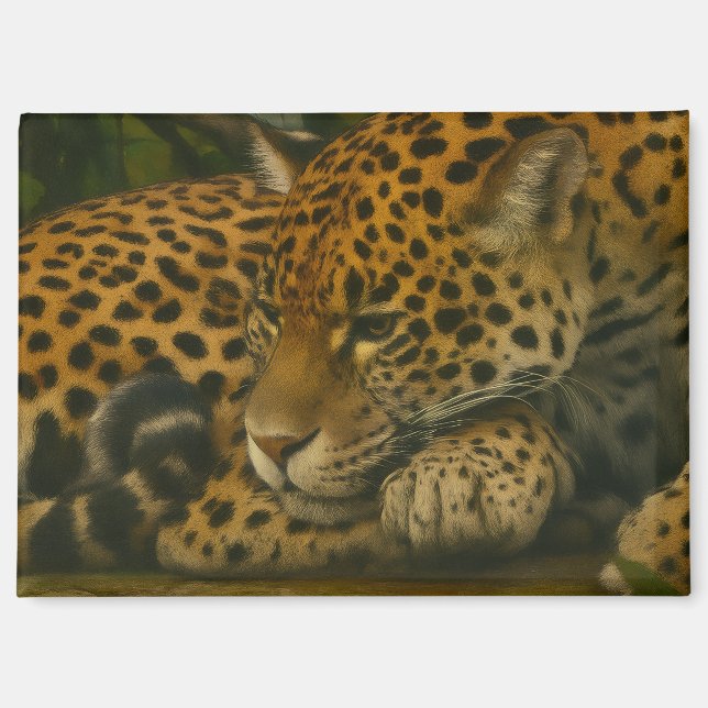 Aimant Reflet Jaguar - Serene Wildlife Art Print (Recto)