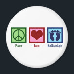 Aimant Réflexologue Paix Aimer Réflexologie Massage des p<br><div class="desc">Peace Love Reflexology. Un cadeau de thérapie de zone mignon pour un réflexiste qui utilise des points de réflexe sur les pieds,  les mains ou les oreilles.</div>
