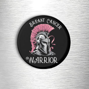 Aimant Réfrigérateur rond du guerrier du cancer du sein