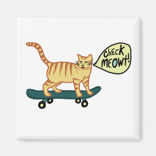 Aimant Regarde Meowt ! Skate Tabby Cat