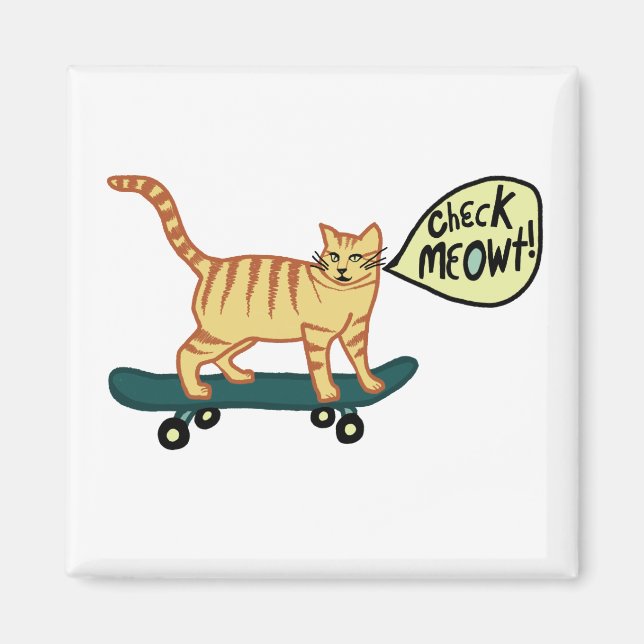 Aimant Regarde Meowt ! Skate Tabby Cat (Devant)