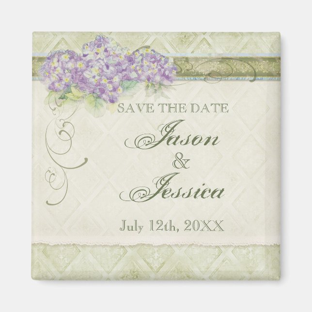Aimant Regarder vintage Lilac Hydrangea - Mariage - Aiman (Devant)