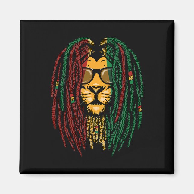 Aimant Reggae Lion Dreadlocks Wild Cat Rasta Afrique Rast (Devant)
