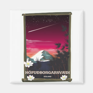 Aimant Région de la capitale Islande affiche de voyage Is