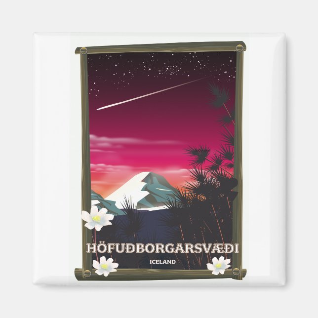 Aimant Région de la capitale Islande affiche de voyage Is (Devant)