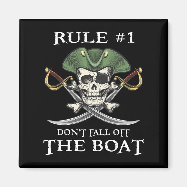 Aimant Règle #1 Ne tombez pas de la partie pirate de croi (Devant)