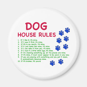 Aimant Règles de la maison pour chiens - règles à suivre