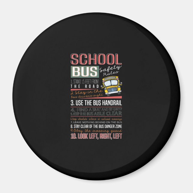 Aimant Règles de sécurité des autobus scolaires T, Conduc (Devant)