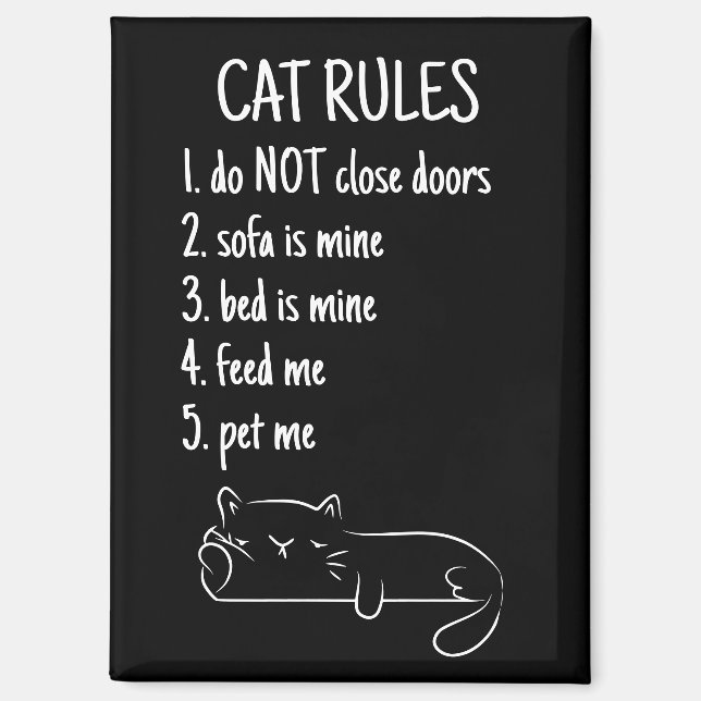 Aimant Règles drôles pour les chats Propriétaires de chat (Recto)