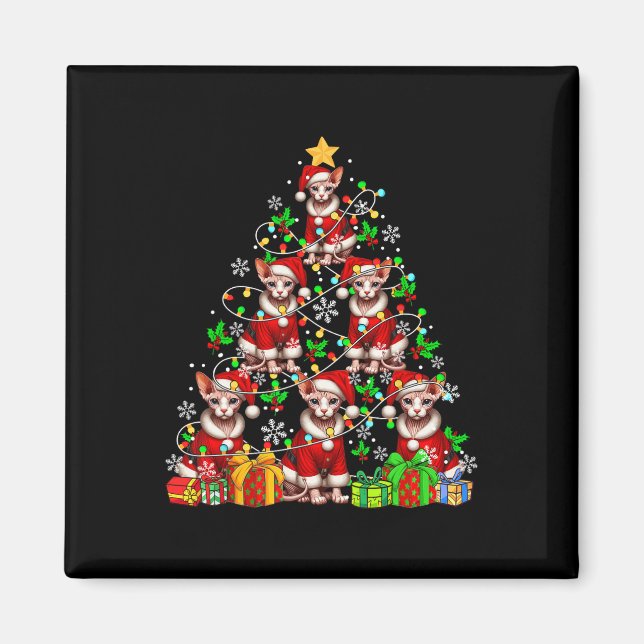 Aimant Regrouper Père Noël Sphynx Chats Comme Arbre De No (Devant)