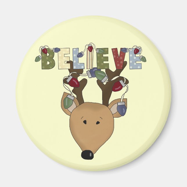 Aimant Reindeer Believe Holiday Christmas (Devant)