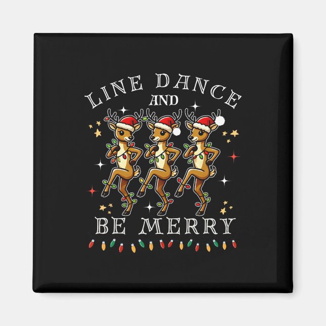 Aimant Reindeer Line Danse Et Soyez Joyeux Noël Festif (Devant)