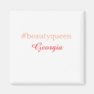 Aimant Reine de beautéhashtag rouge clair ajouter nom fil