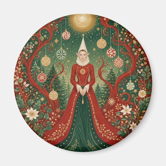 Aimant Reine des elfes de la forêt enchantée de Noël (Devant)