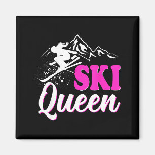 Aimant Reine du ski joueuse de wintersport skieuse snowbo