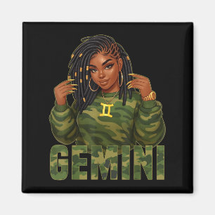 Aimant Reine Gémeaux Locd Femme Noire Camo Signe du Zodia