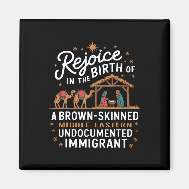 Aimant Réjouissez-vous de la naissance d'un Noël à la pea (Devant)