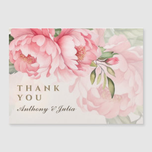 Aimant Remerciement Mariage Pivoine Rose Élégant