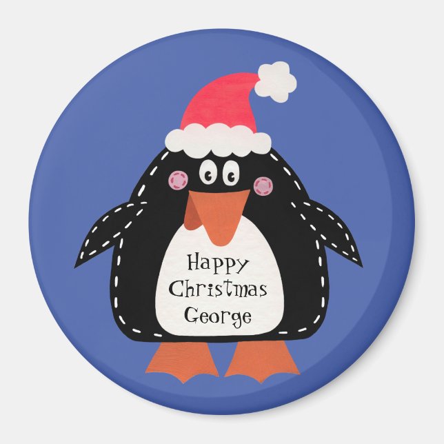 Aimant Remplissage de Noël de pingouin mignon personnalis (Devant)