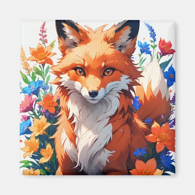 Aimant Renard à fleurs (Devant)