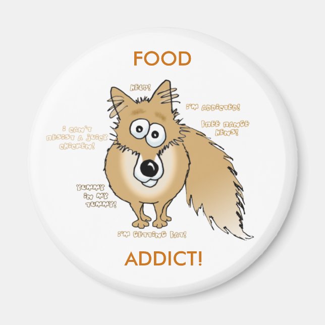 Aimant renard, ADDICT ALIMENTAIRE ! (Devant)
