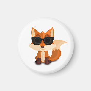 Aimant Renard Cool Portant des Lunettes de Soleil Animal 