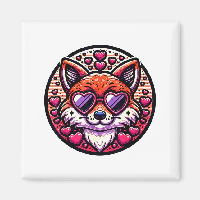 Aimant Renard de la Saint-Valentin et renards de couples  (Devant)