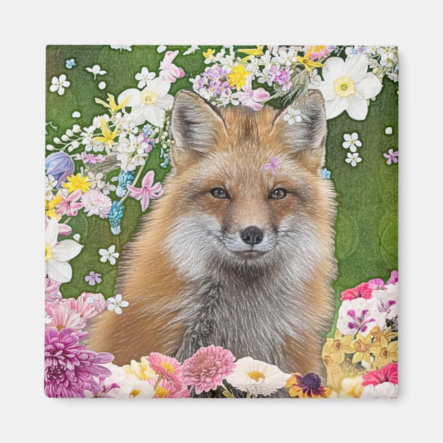 Aimant Renard Fairytale dans le champ des fleurs (Devant)