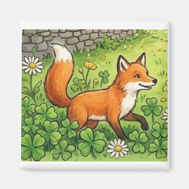 Aimant Renard heureux mignon (Devant)