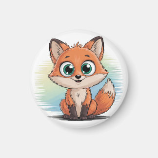 Aimant Renard mignon Cartoon | Illustration d'animaux mig
