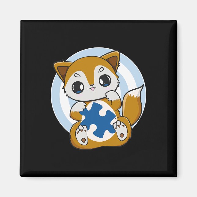 Aimant Renard Mignon Et Soutien Pour La Sensibilisation à (Devant)