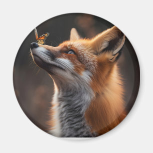 Aimant Renard mou avec papillon assis sur son nez