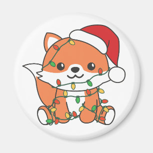 Aimant Renard Noël Hiver Animaux Fêtes Renards
