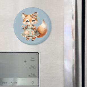 Aimant Renard pastel floral cottagecore fantaisiste