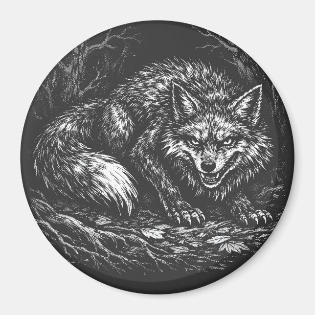 Aimant Renard rusé de la forêt — par BurnsInHell (Devant)