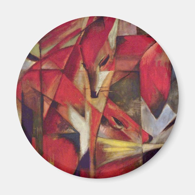 Aimant Renards par Franz Marc, Art cubiste abstrait vinta (Devant)