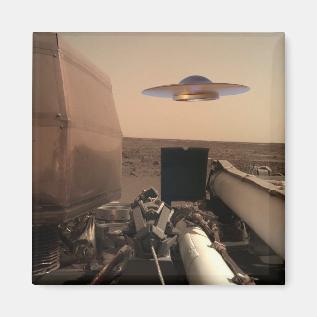 Aimant Rencontre avec la soucoupe UFO Alien Mars InSight (Devant)