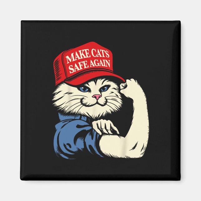 Aimant Rendre les chats sûrs à nouveau Chapeau rouge Chat (Devant)