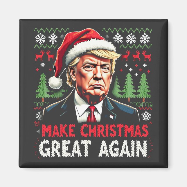 Aimant Rendre Noël super à nouveau moche Noël Sweat Trump (Devant)